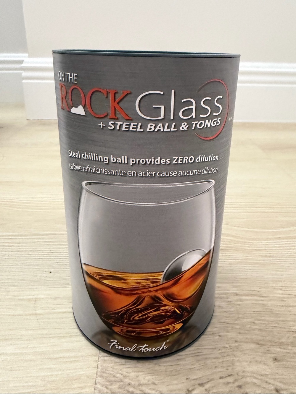 Final Touch rock glass + steel ball and tongs
